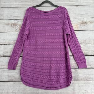 Lauren Ralph Lauren Cotton Viscose Cable Knit Tunic Sweater Womens 2X Lavender